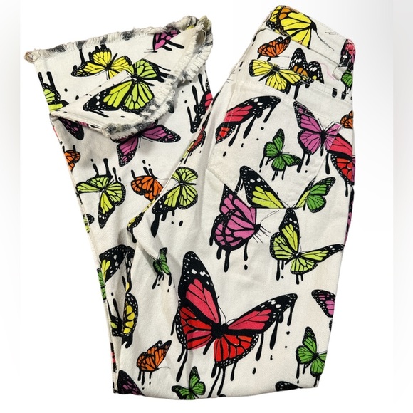 JADED London BUTTERFLY print kick flare PANTS/jeans sz W25 - Picture 2 of 7